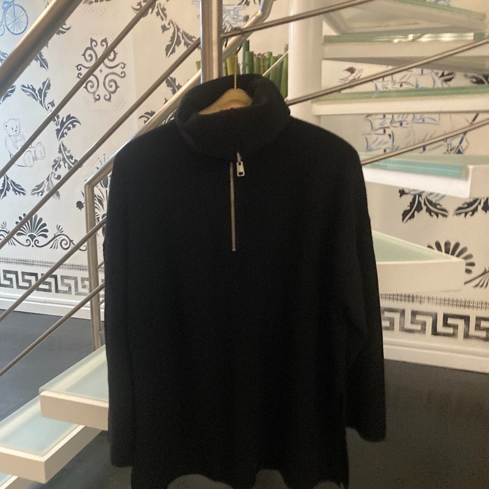 COS Black Wool Half-Zip, Roll Neck, Relaxed-Fit Sweater, Size L - NEW W/TAGS